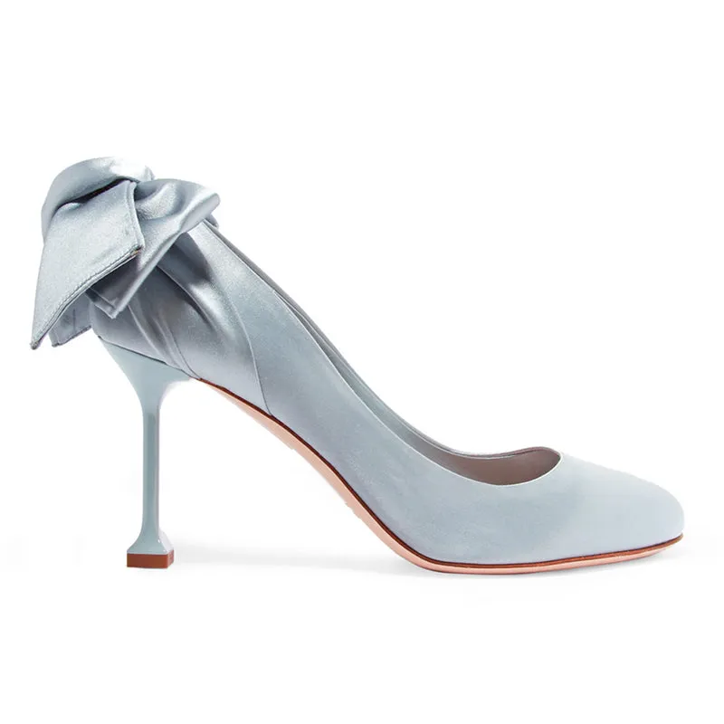 36.5 & 39.5 NEW $790 MIU MIU Blue Satin BOW Pumps Cocktail Flirty Spring HEELS