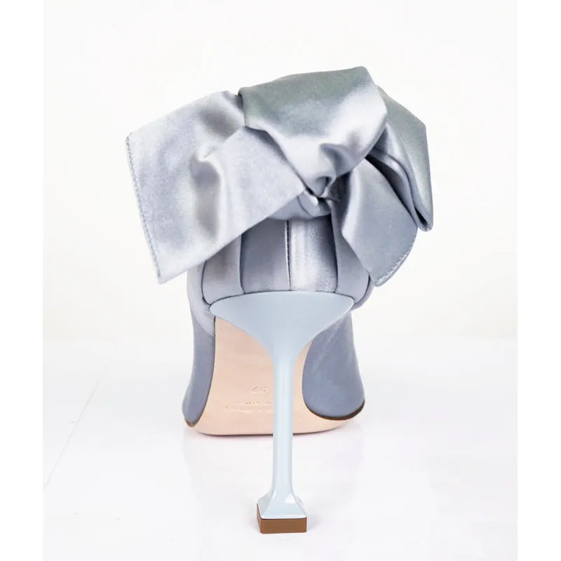 36.5 & 39.5 NEW $790 MIU MIU Blue Satin BOW Pumps Cocktail Flirty Spring HEELS