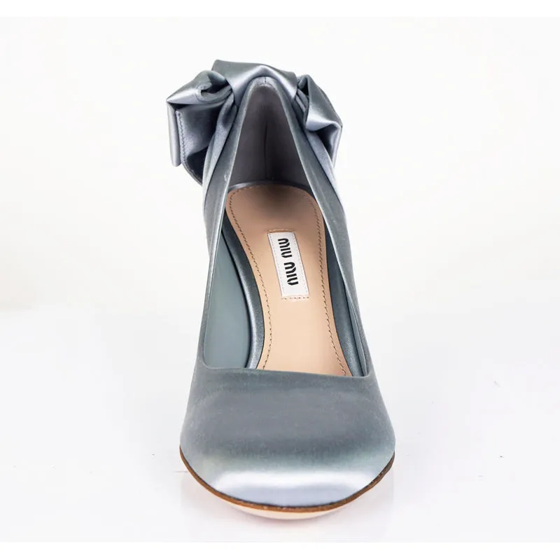 36.5 & 39.5 NEW $790 MIU MIU Blue Satin BOW Pumps Cocktail Flirty Spring HEELS