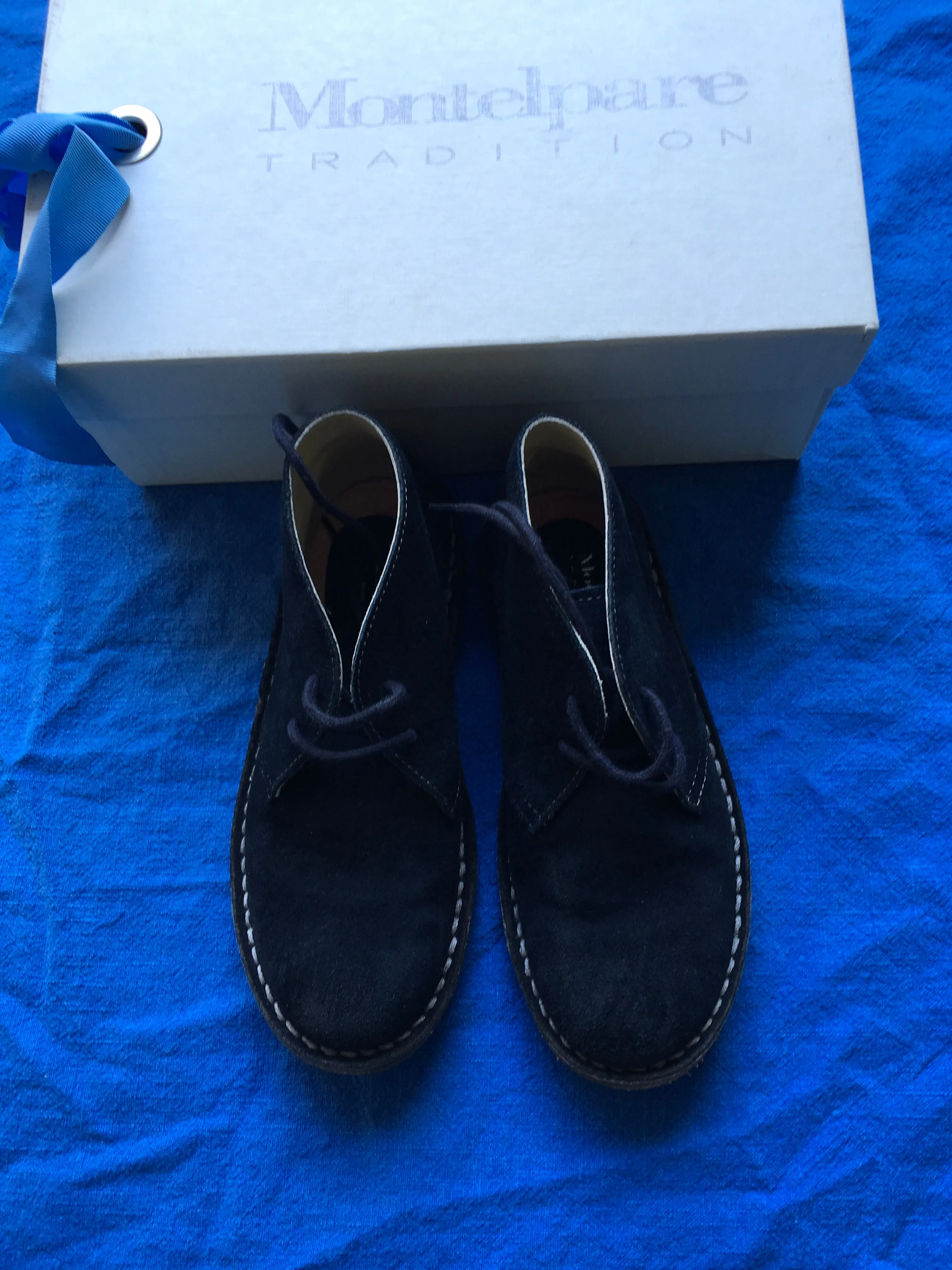 Andrea Montelpare Navy Blue Suede Leather Boots Shoes Size 30 Boys Children