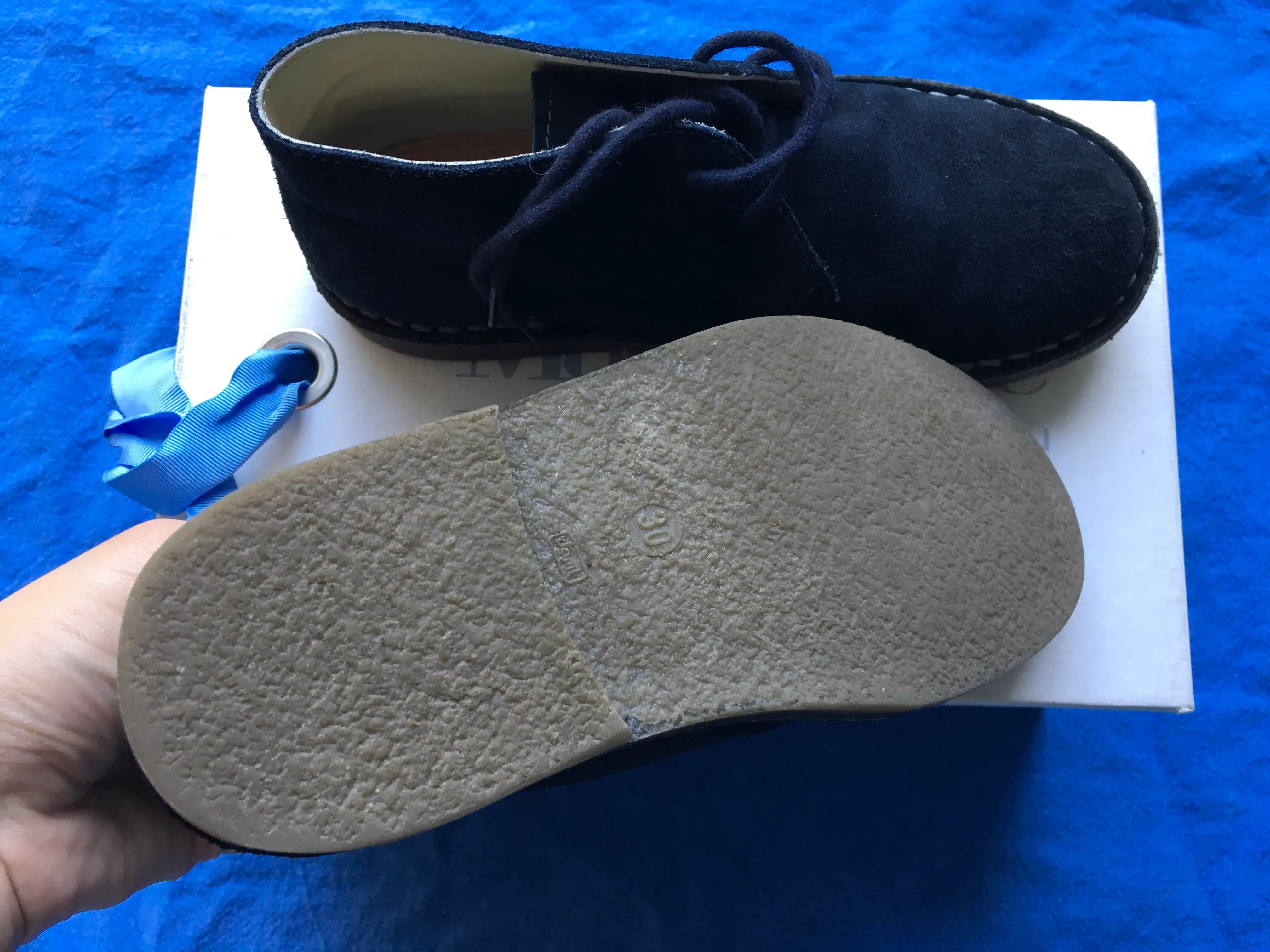 Andrea Montelpare Navy Blue Suede Leather Boots Shoes Size 30 Boys Children