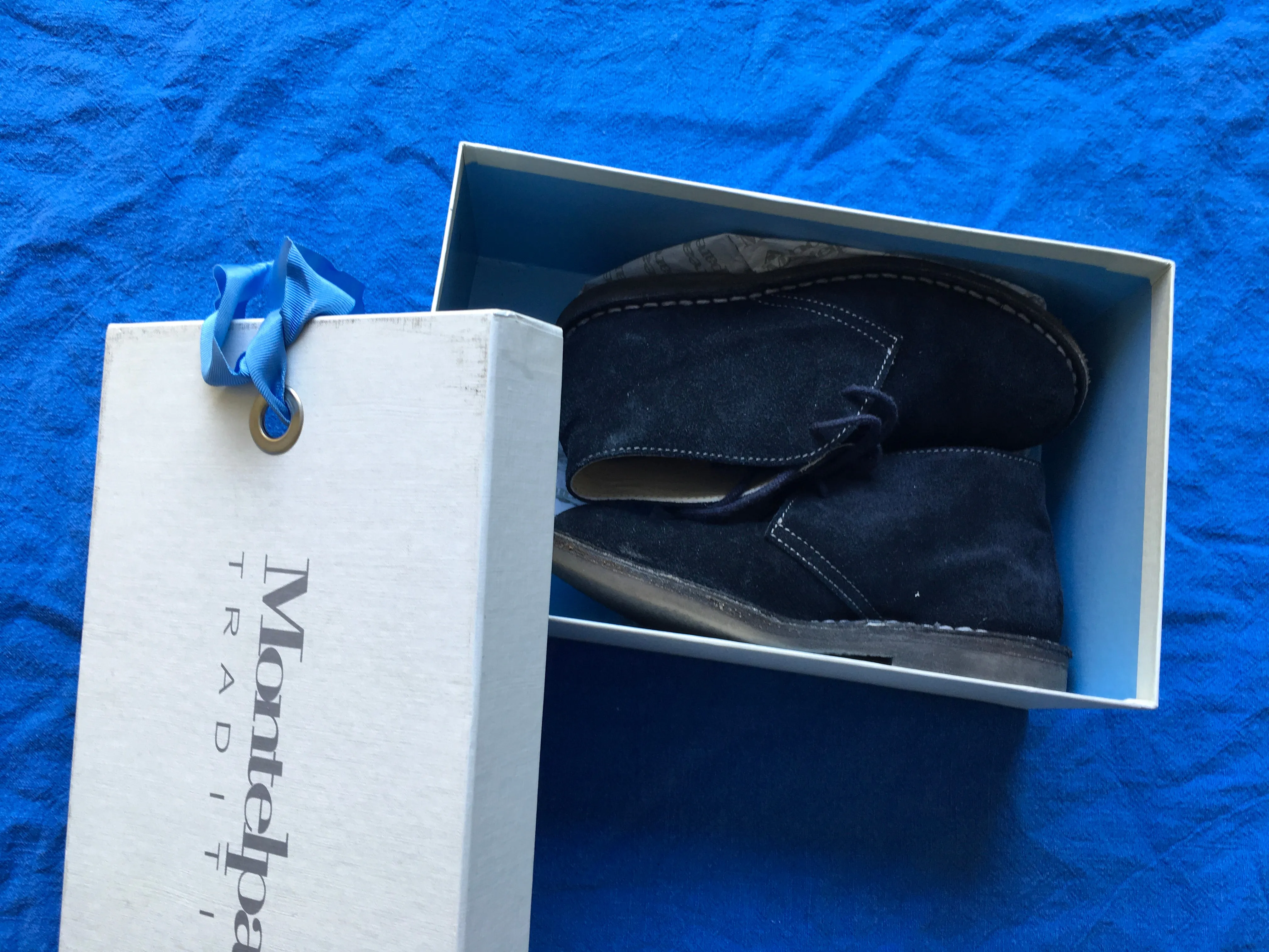 Andrea Montelpare Navy Blue Suede Leather Boots Shoes Size 30 Boys Children