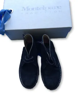 Andrea Montelpare Navy Blue Suede Leather Boots Shoes Size 30 Boys Children