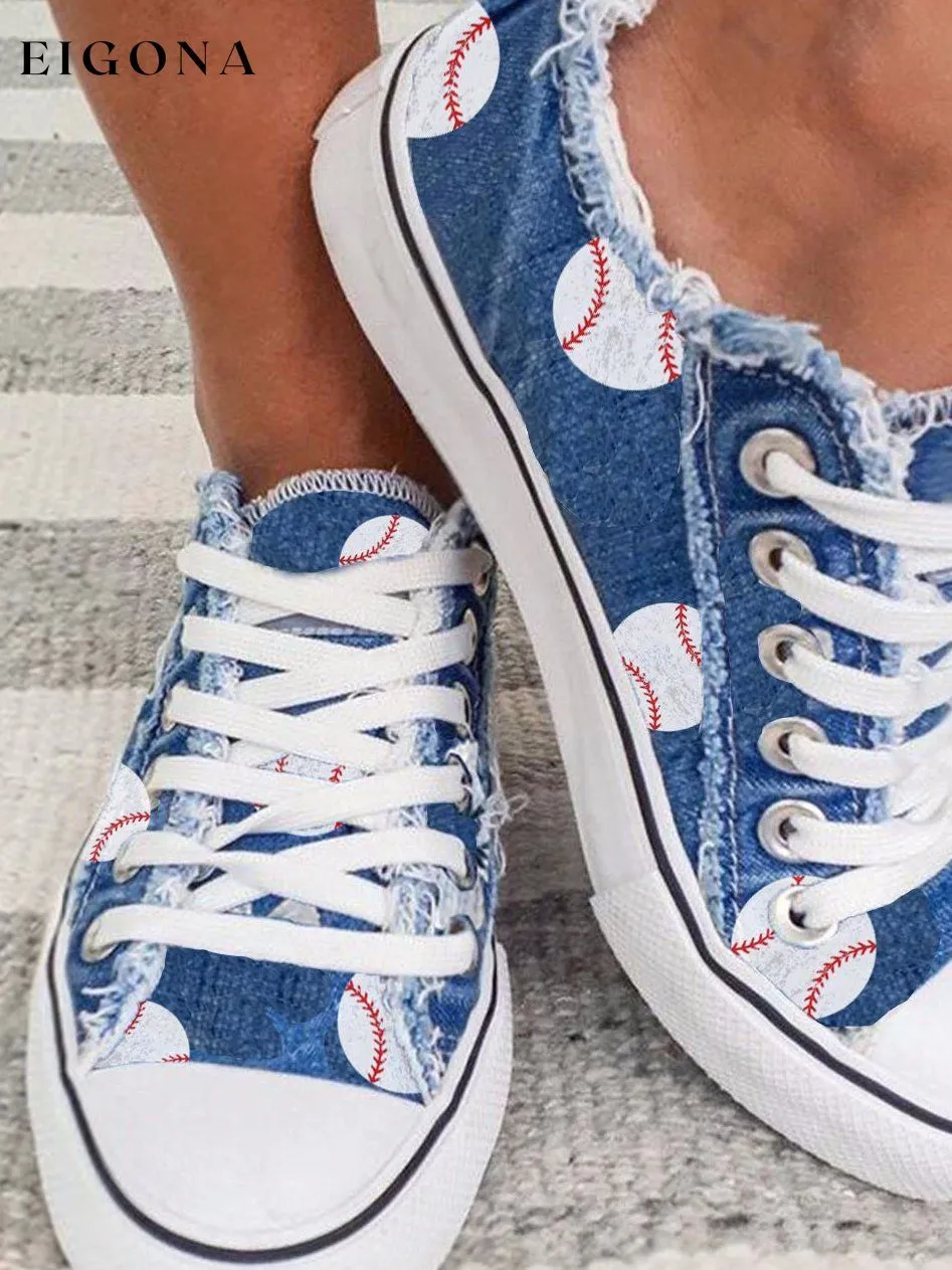 Baseball Print Casual Canvas Shoes