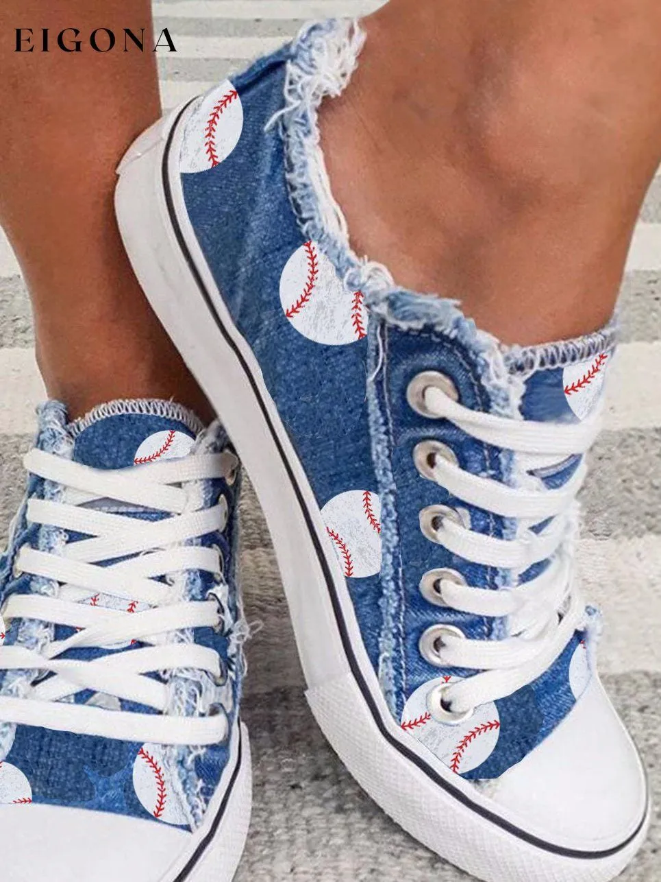 Baseball Print Casual Canvas Shoes
