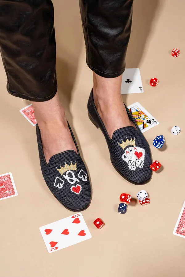 BY PAIGE - NEEDLEPOINT LOAFER IN QUEEN OF CARDS