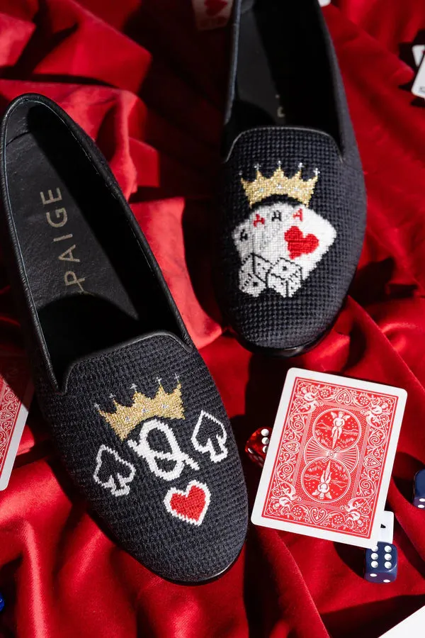 BY PAIGE - NEEDLEPOINT LOAFER IN QUEEN OF CARDS