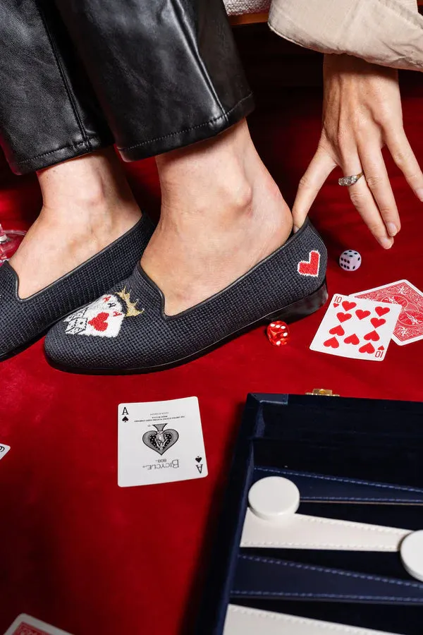 BY PAIGE - NEEDLEPOINT LOAFER IN QUEEN OF CARDS