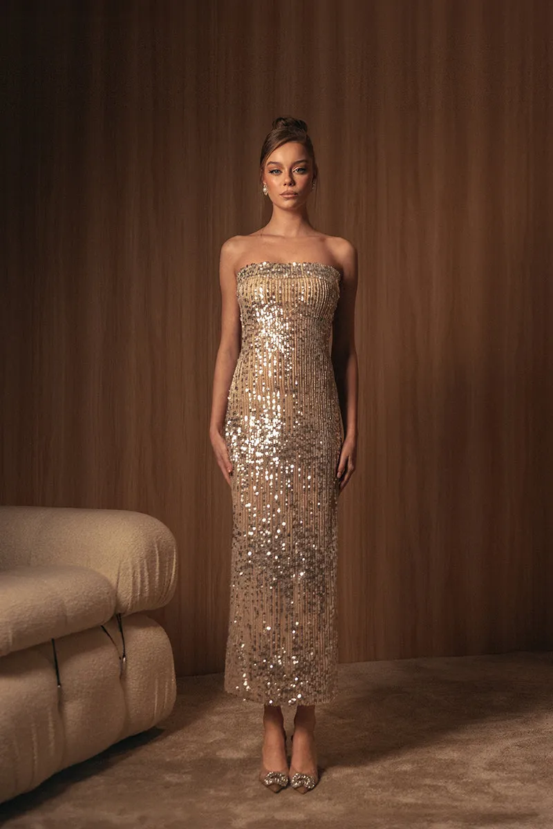 CHAMPAGNE SEQUIN DRESS