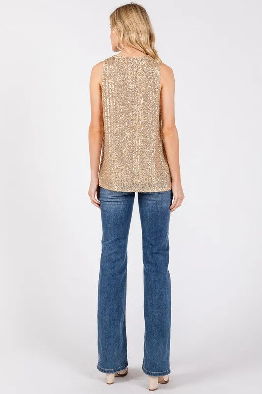 Champagne Sequin Top