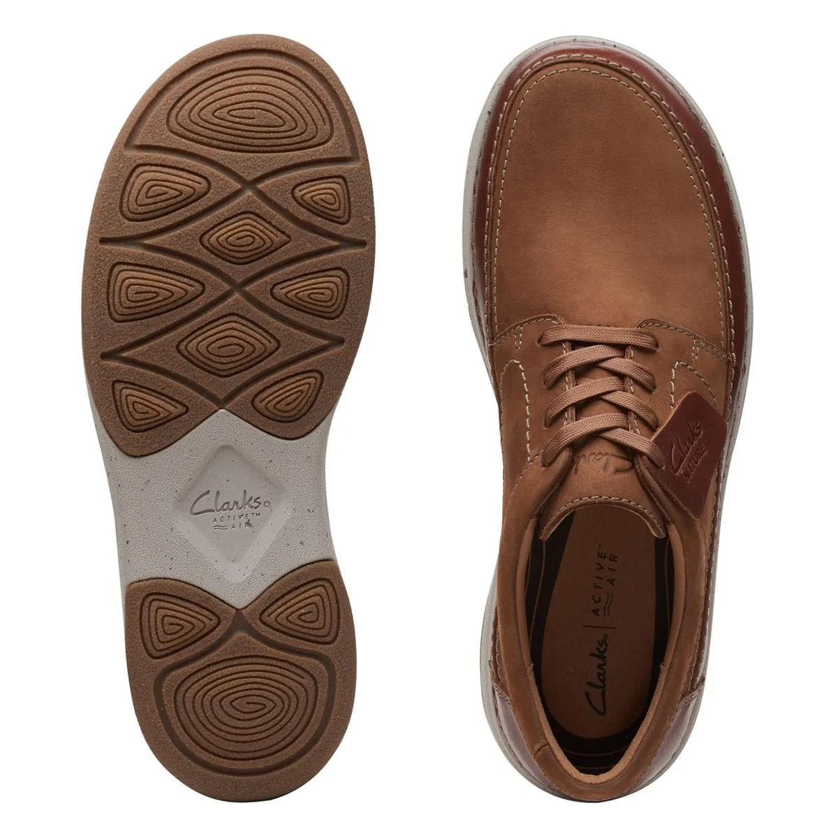 Clarks Men's Nature 5 Lo Lace Up Shoes- Dark Tan Combi
