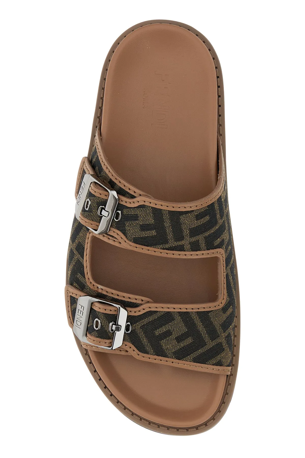 Embroidered canvas Fendi Feel slippers