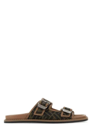 Embroidered canvas Fendi Feel slippers