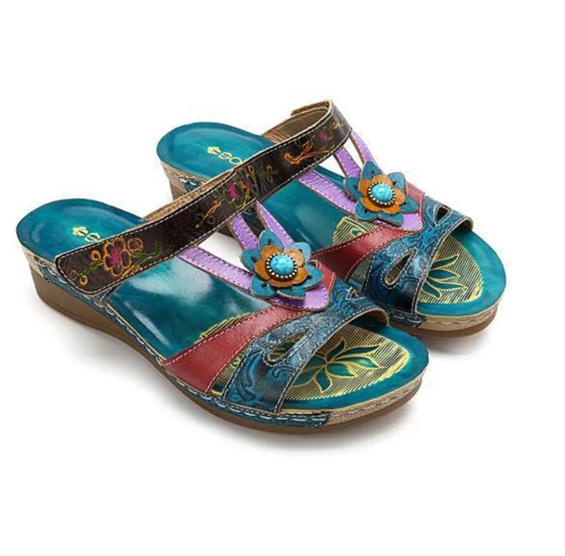 Ethnic style flower female sandals - Women's shoes