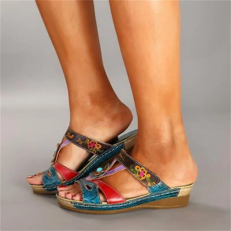 Ethnic style flower female sandals - Women's shoes