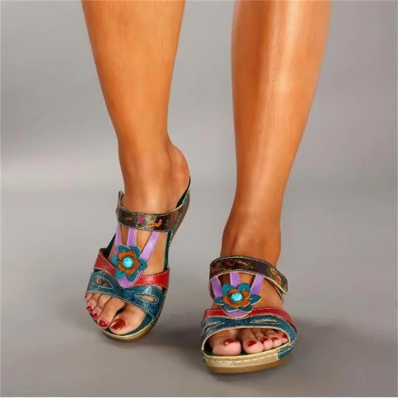 Ethnic style flower female sandals - Women's shoes