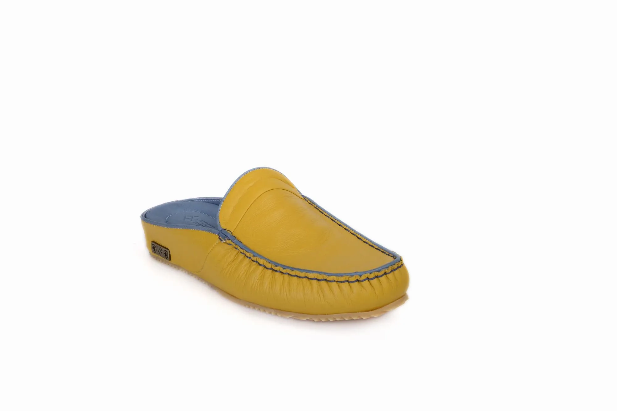 FOOT FEDERATION MOC-TOE MEN'S LEATHER SLIPPER YELLOW