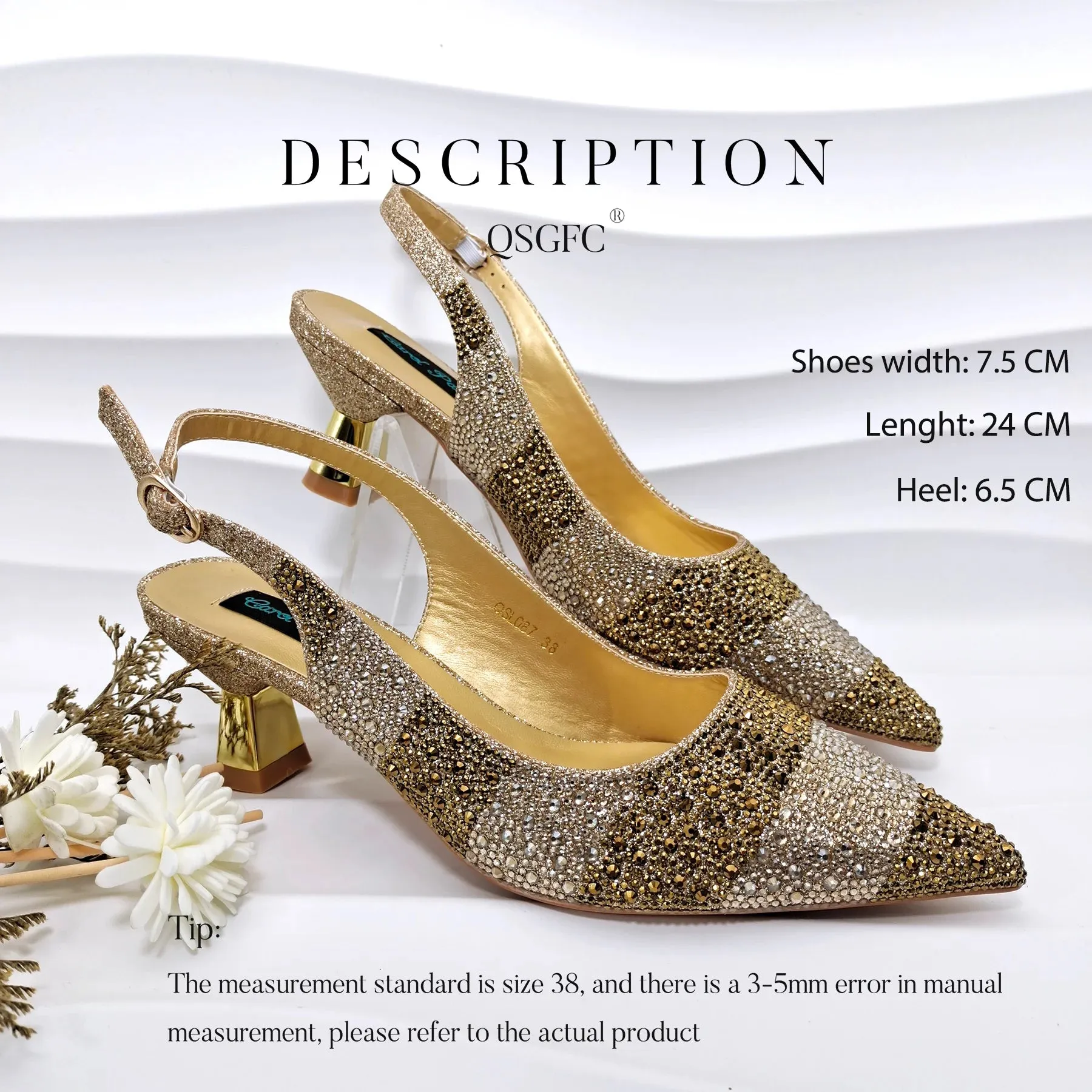 Glamorous Gold Rhinestone Heels & Bag Set