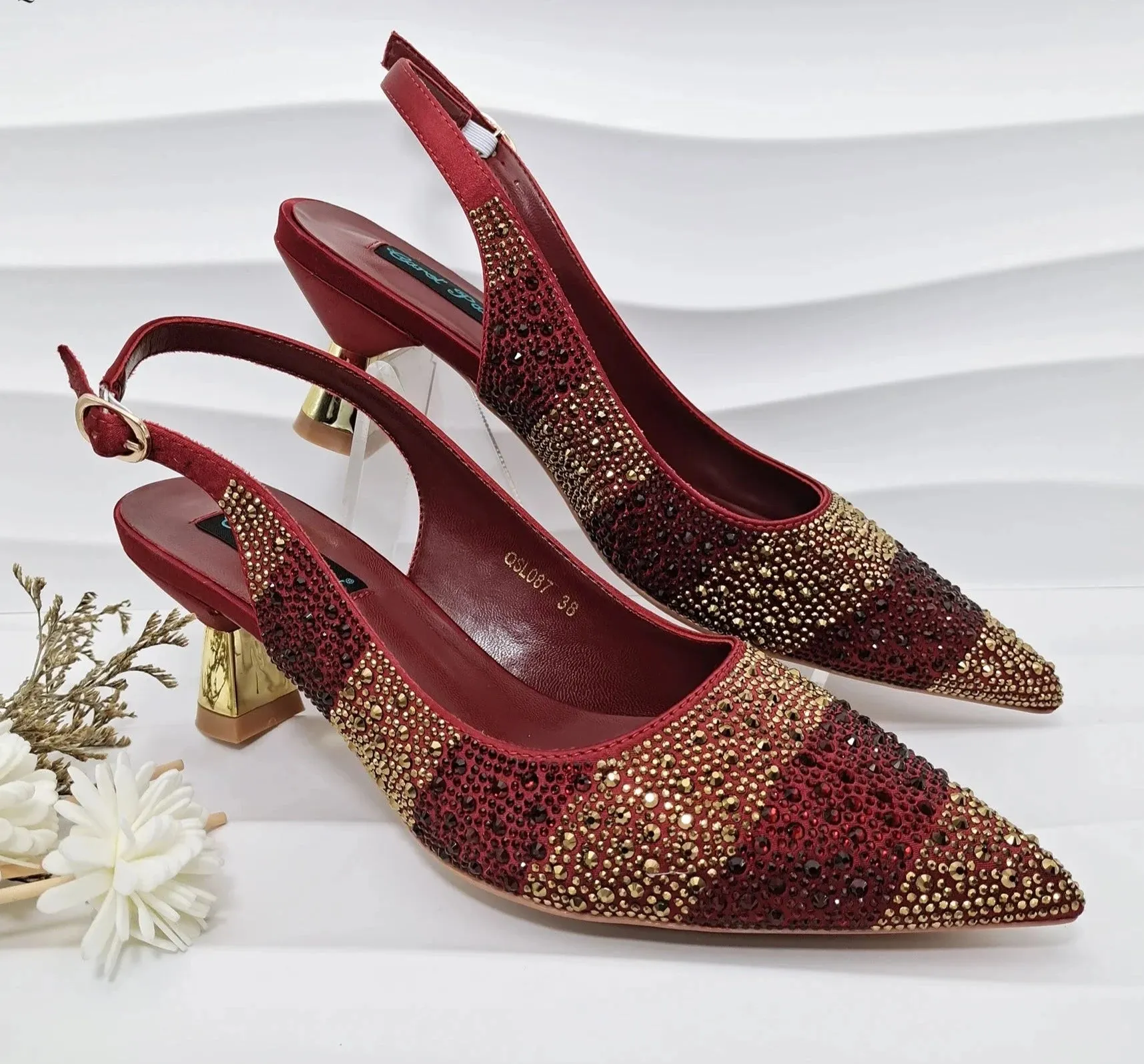 Glamorous Gold Rhinestone Heels & Bag Set