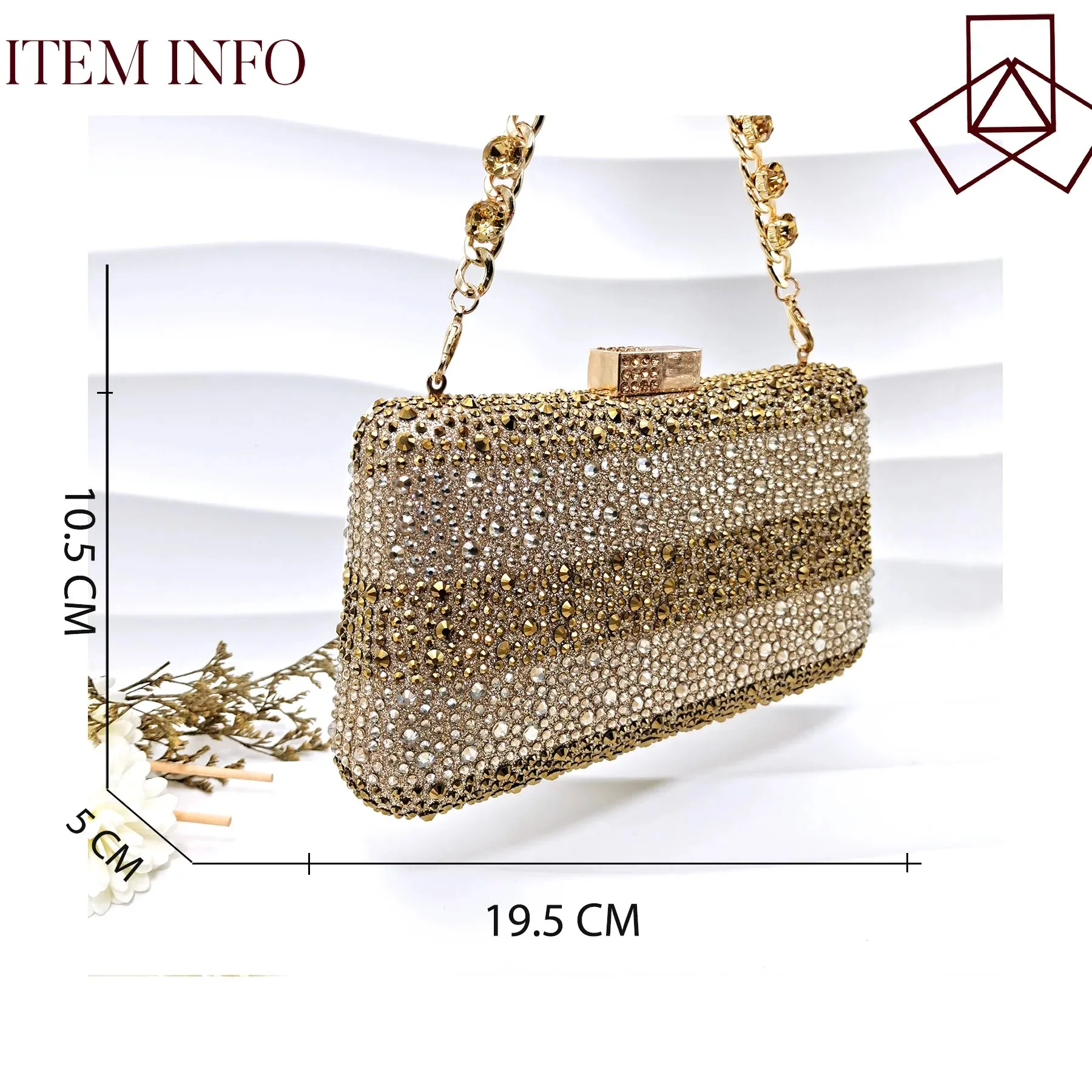 Glamorous Gold Rhinestone Heels & Bag Set