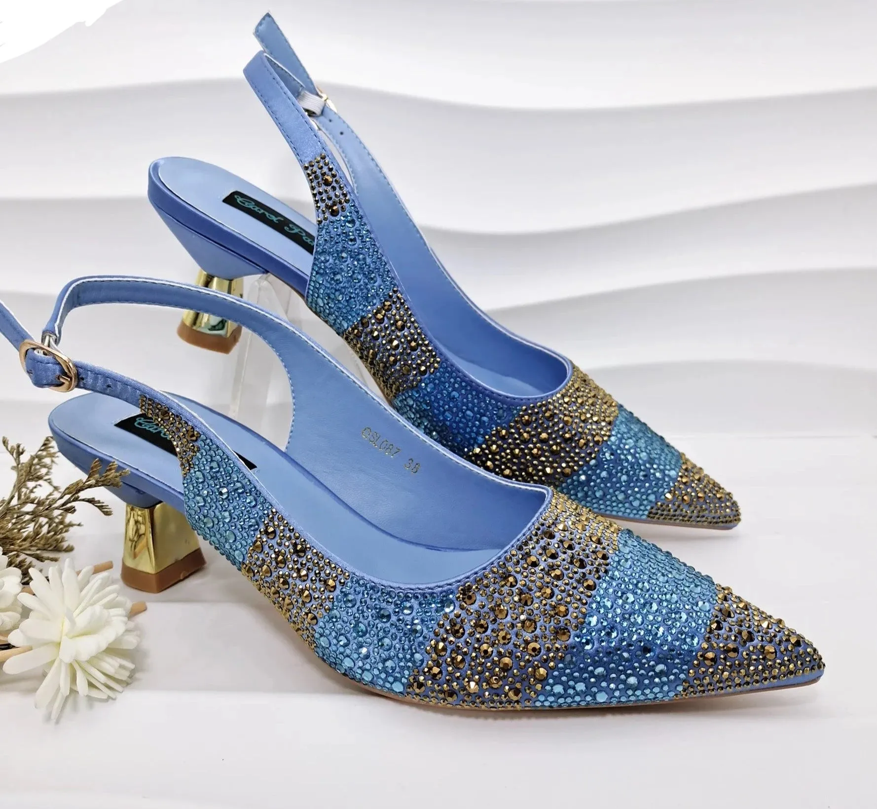 Glamorous Gold Rhinestone Heels & Bag Set