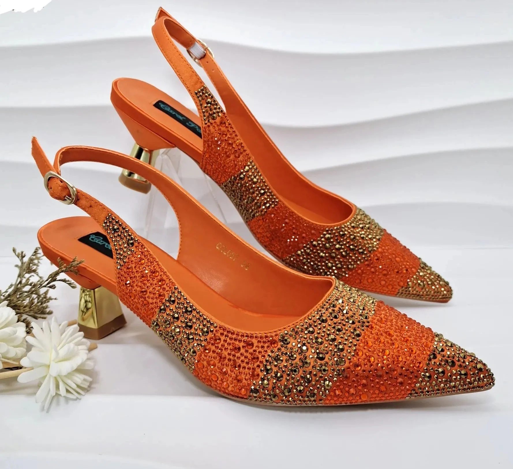 Glamorous Gold Rhinestone Heels & Bag Set