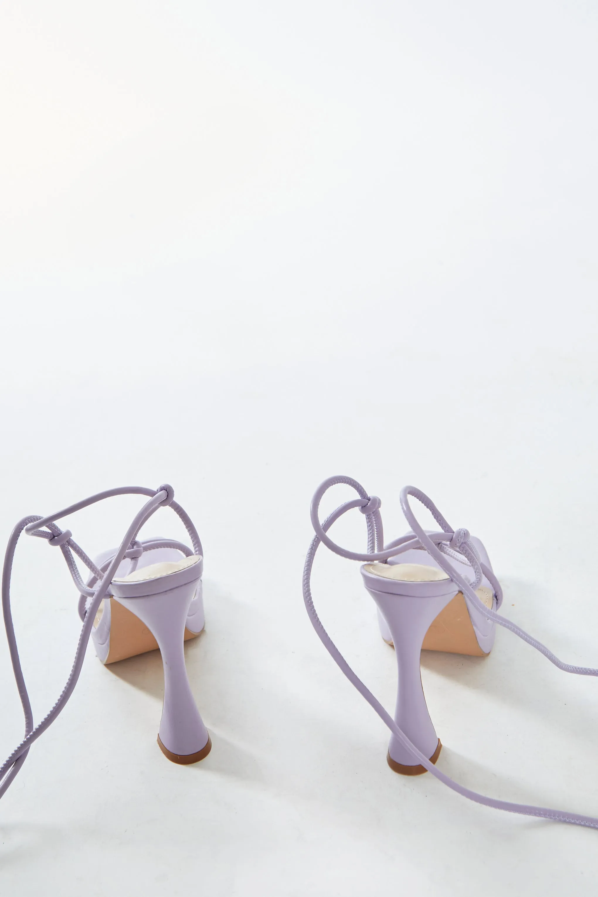 Glamorous Lilac Lace Up Flared Heels