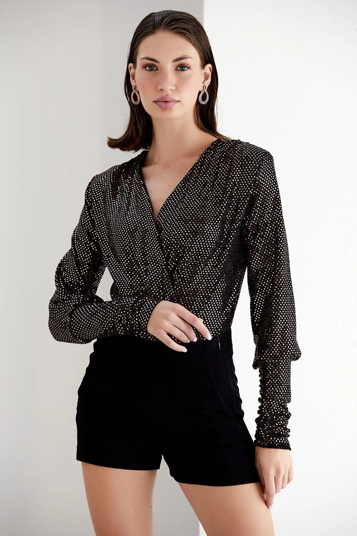 Glittering Copper Long Sleeve Bodysuit