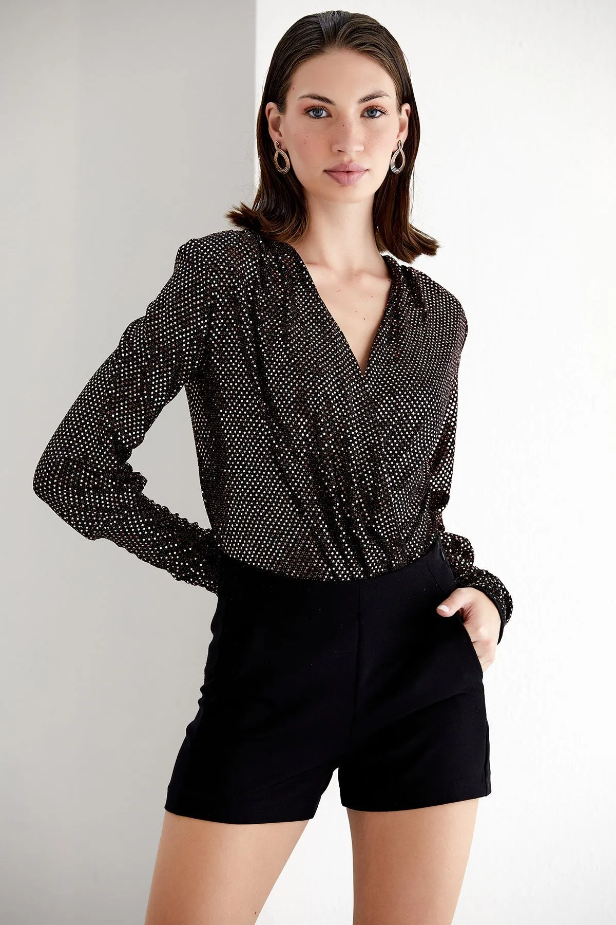 Glittering Copper Long Sleeve Bodysuit