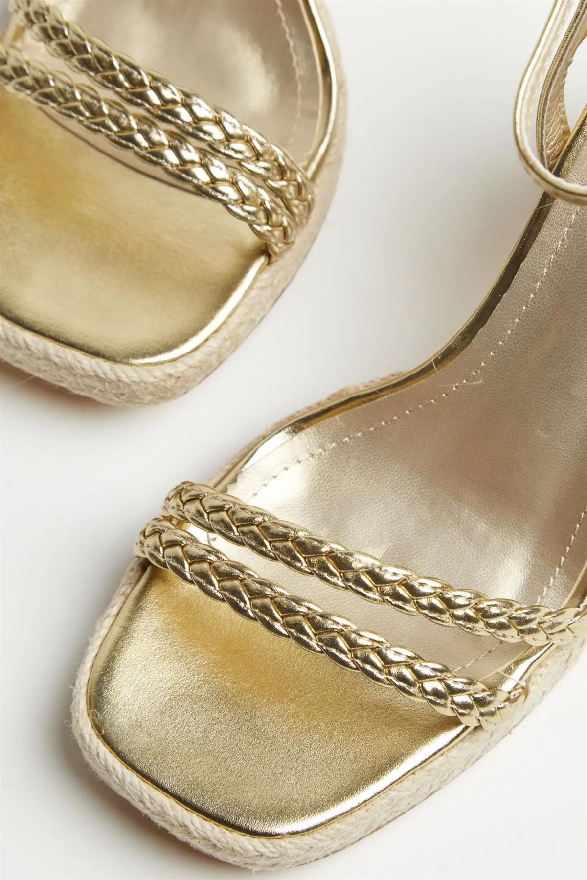 Gold Braided Espadrille-Heels
