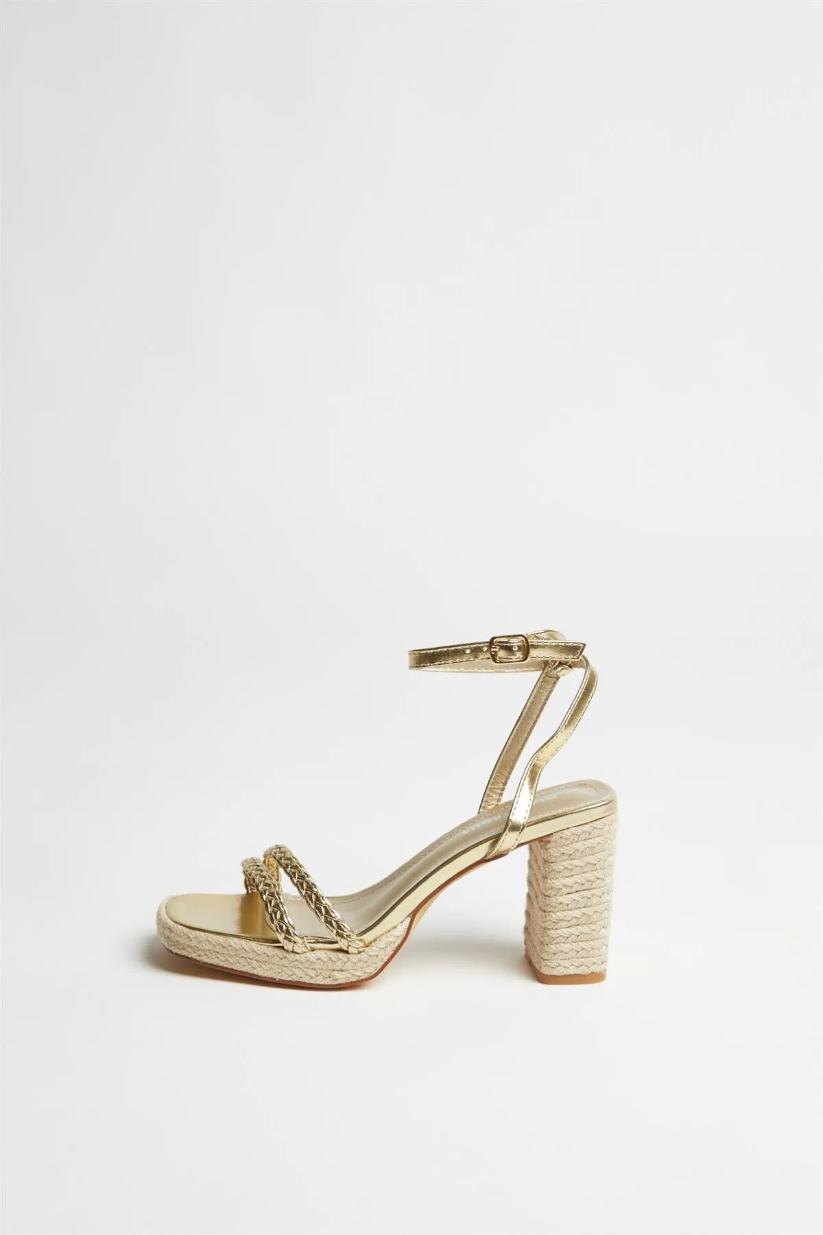 Gold Braided Espadrille-Heels