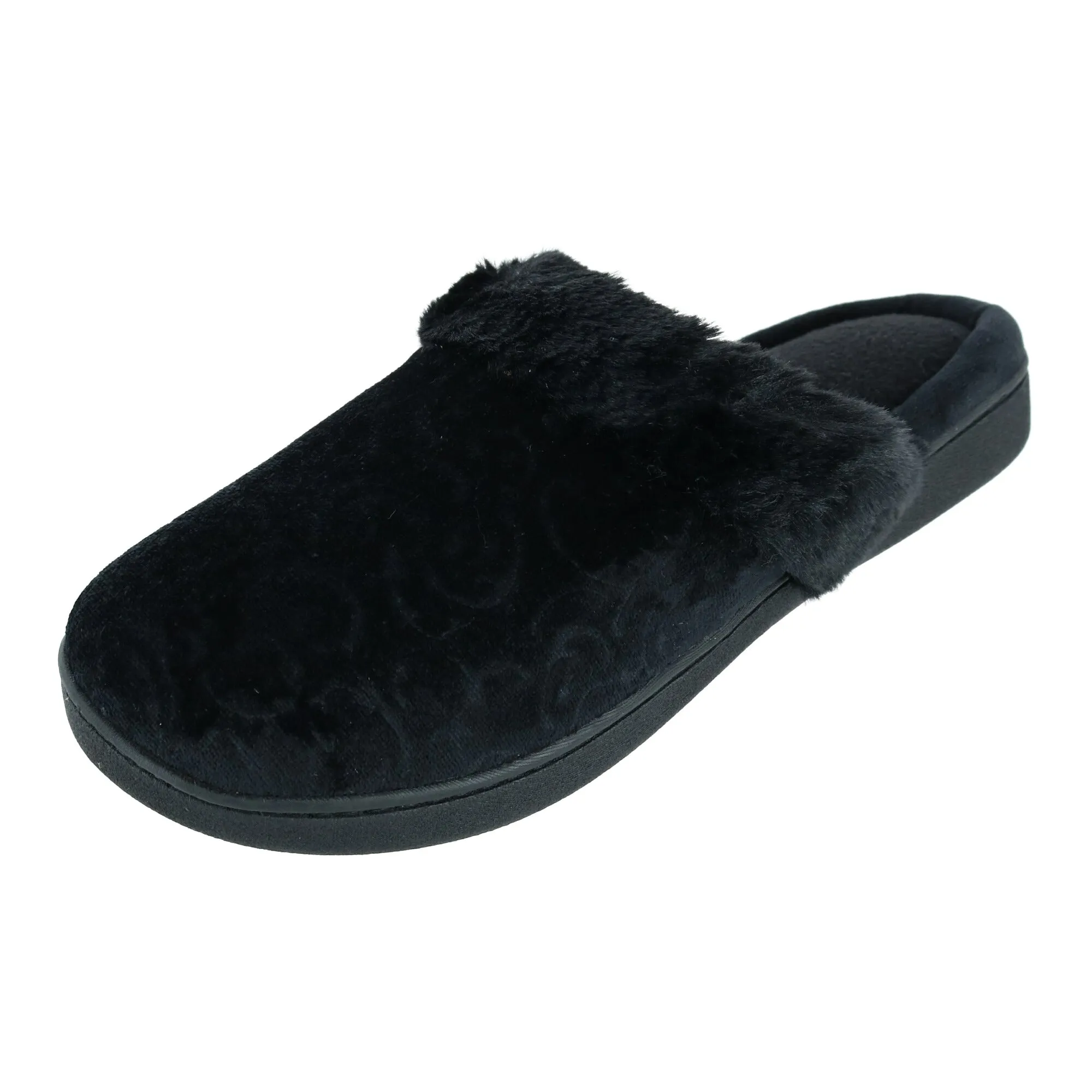 Isotoner Women's Velour Patterned Clog Slippers
