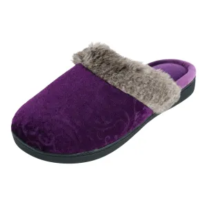 Isotoner Women's Velour Patterned Clog Slippers