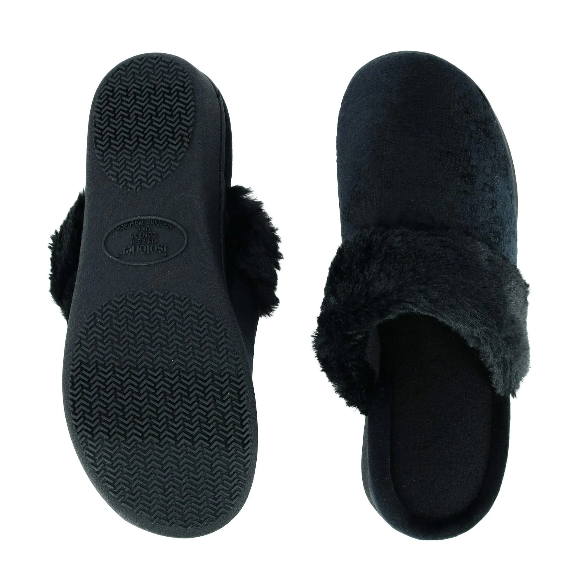 Isotoner Women's Velour Patterned Clog Slippers