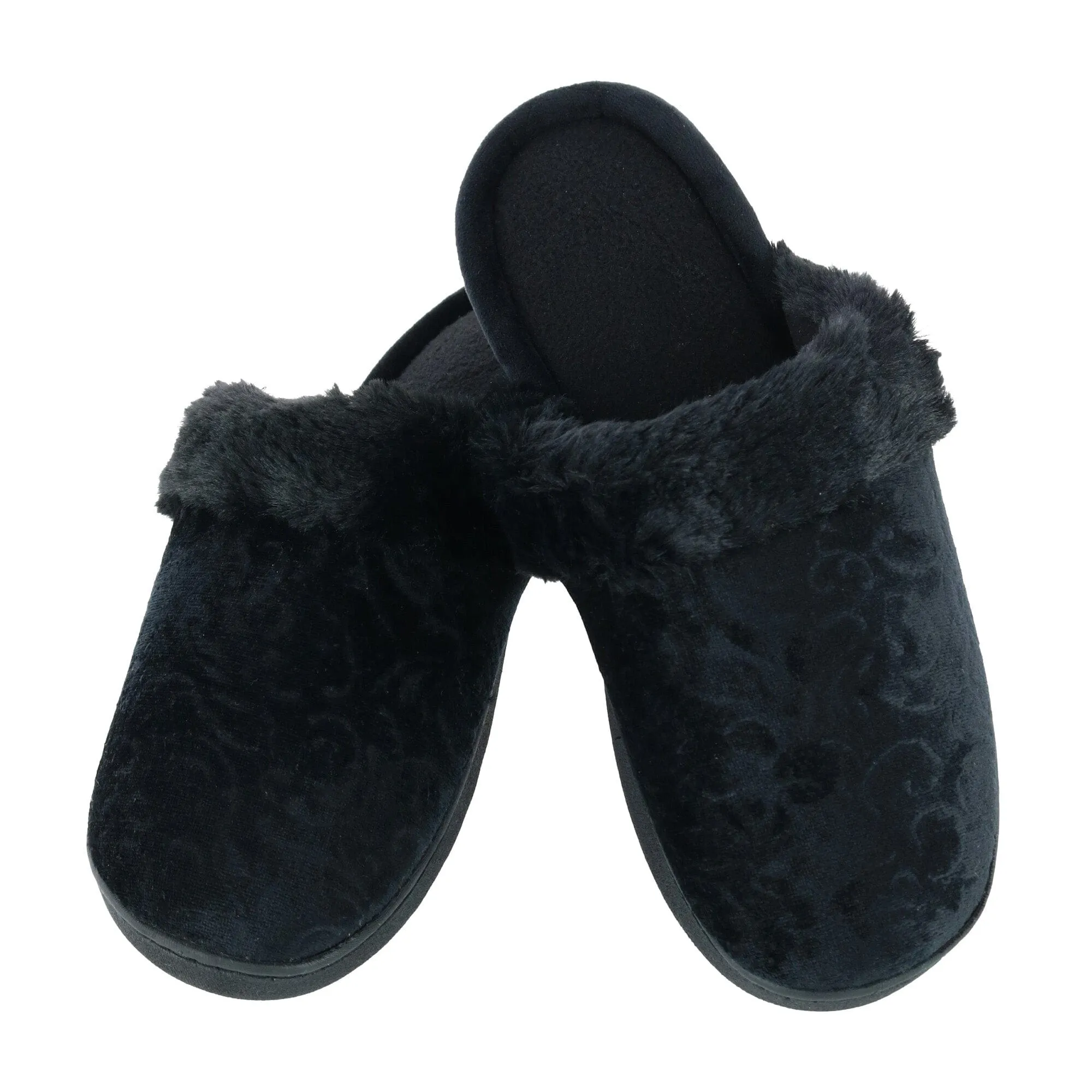 Isotoner Women's Velour Patterned Clog Slippers
