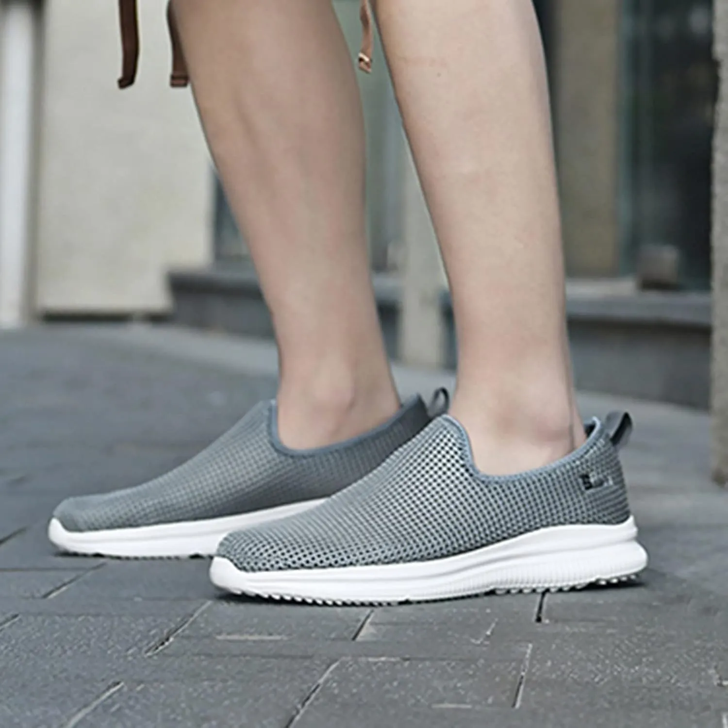 Men Slip on Walking Shoes Comfy Knitted Memory Foam Breathable Mesh Fashion Sneakers Non Slip Arch Support Cushioning Workout Tennis Shoes Wide Width