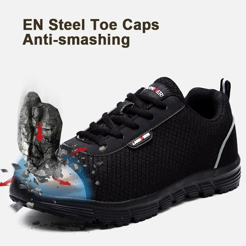 Men Steel Toe Work Safety Shoes Lightweight Breathable Smashing Non Slip Reflective Casual Sneaker