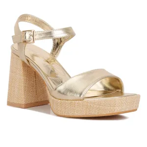 Metallic Block Heel Sandals