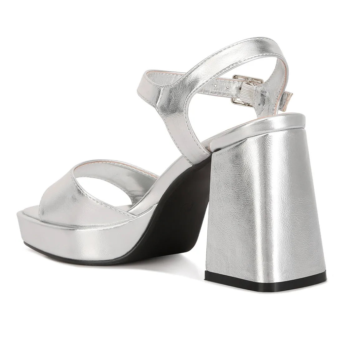 Metallic Block Heel Sandals