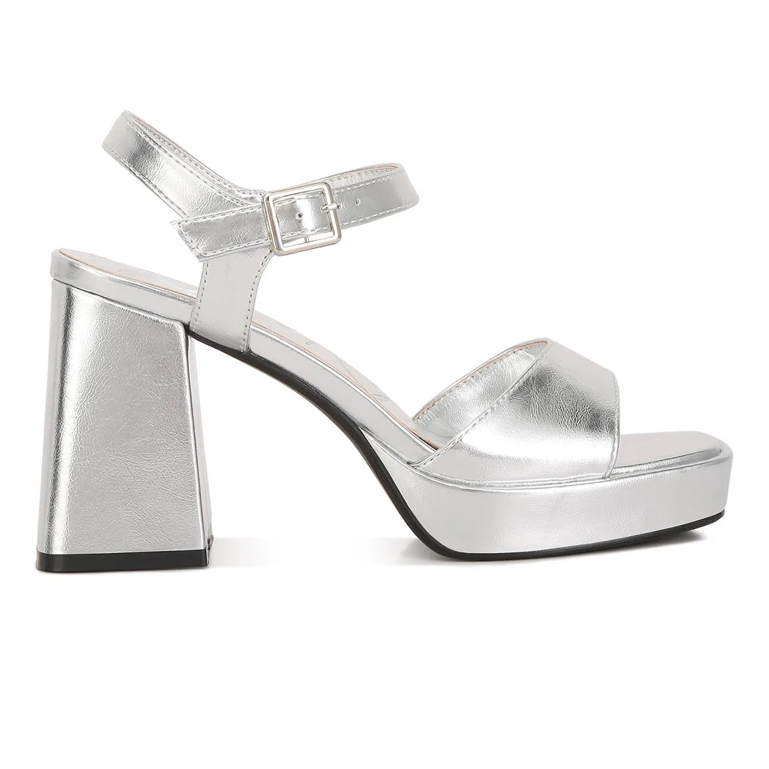 Metallic Block Heel Sandals