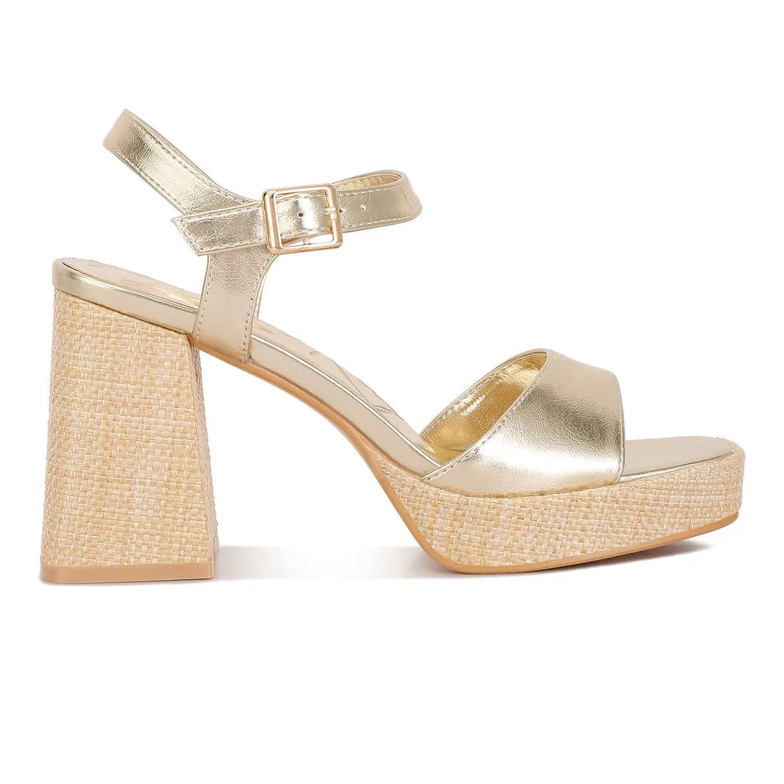 Metallic Block Heel Sandals