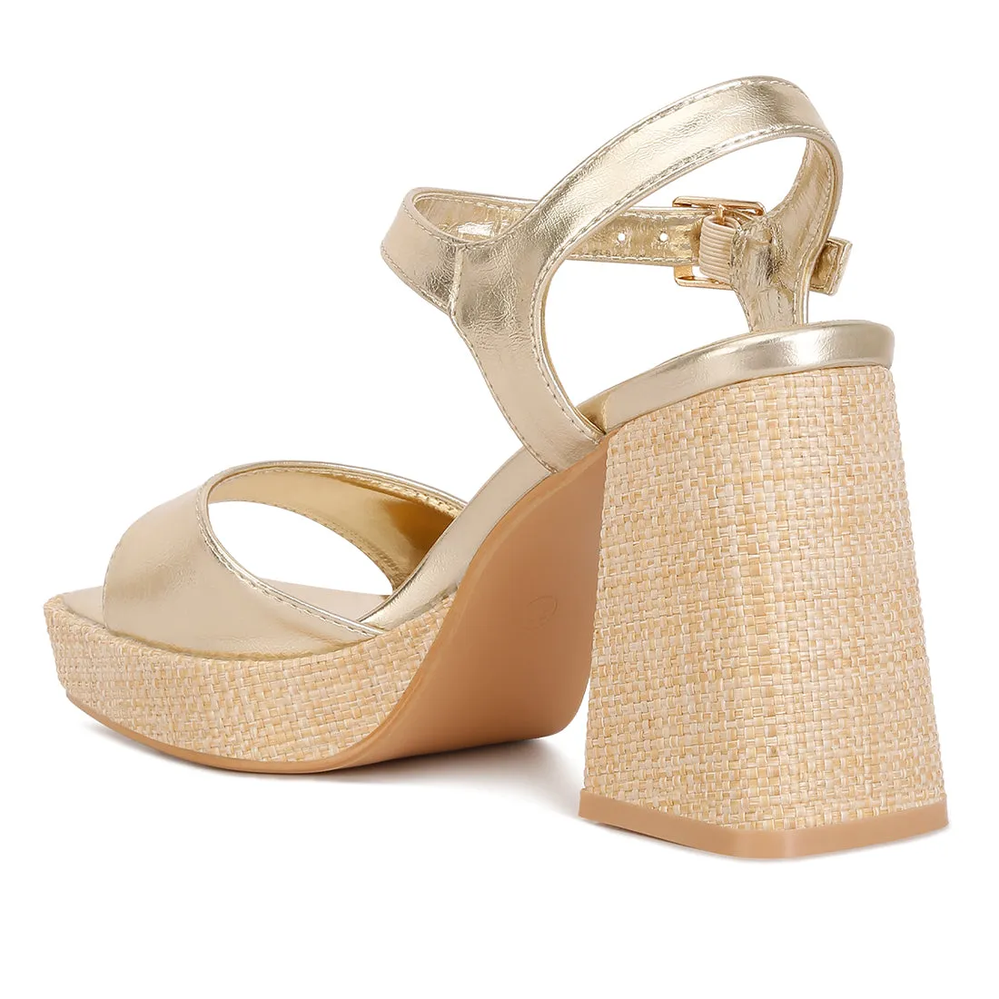 Metallic Block Heel Sandals