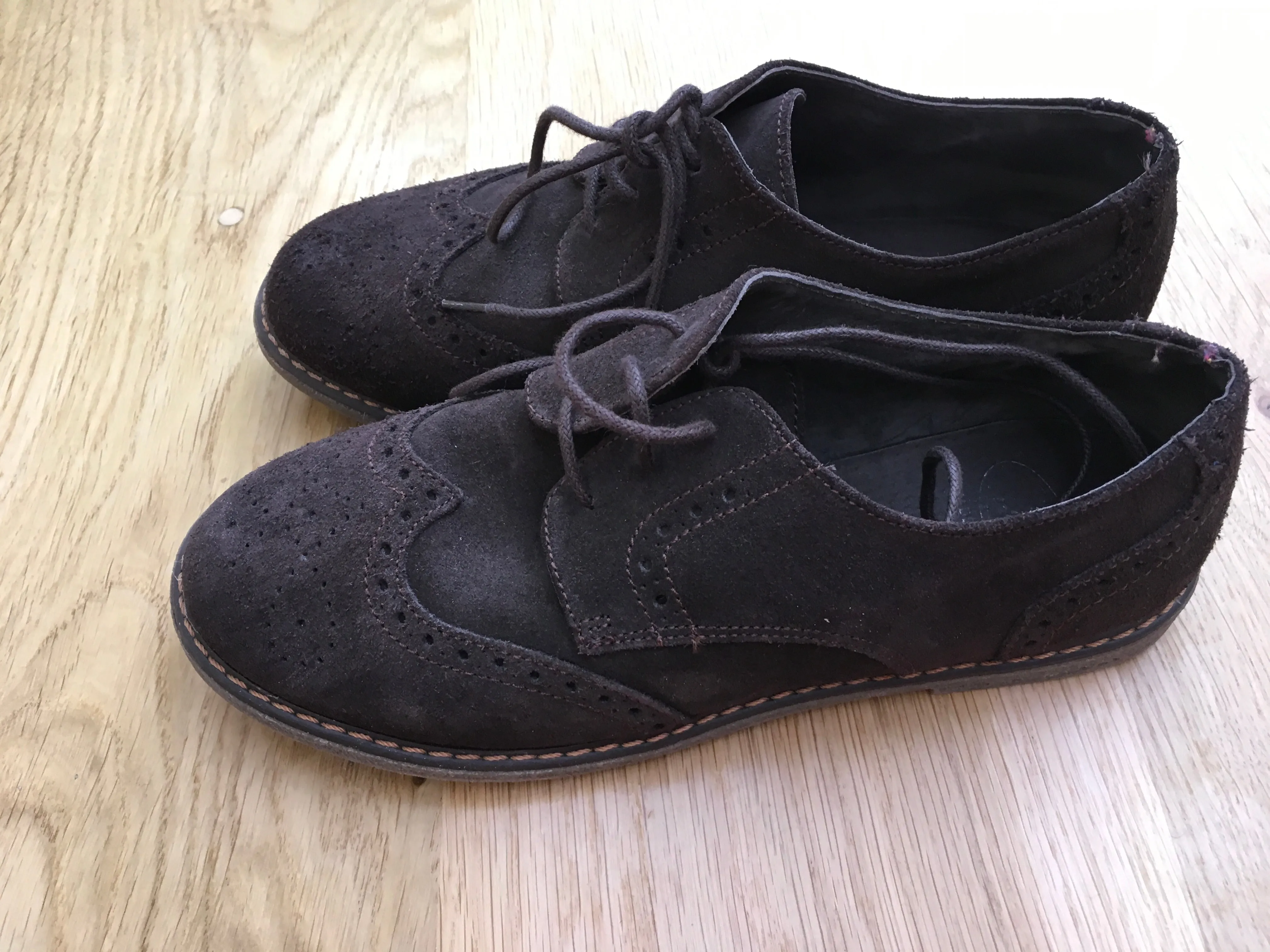 Papouelli London Suede Brown School Shoes Size 35 Boys Children