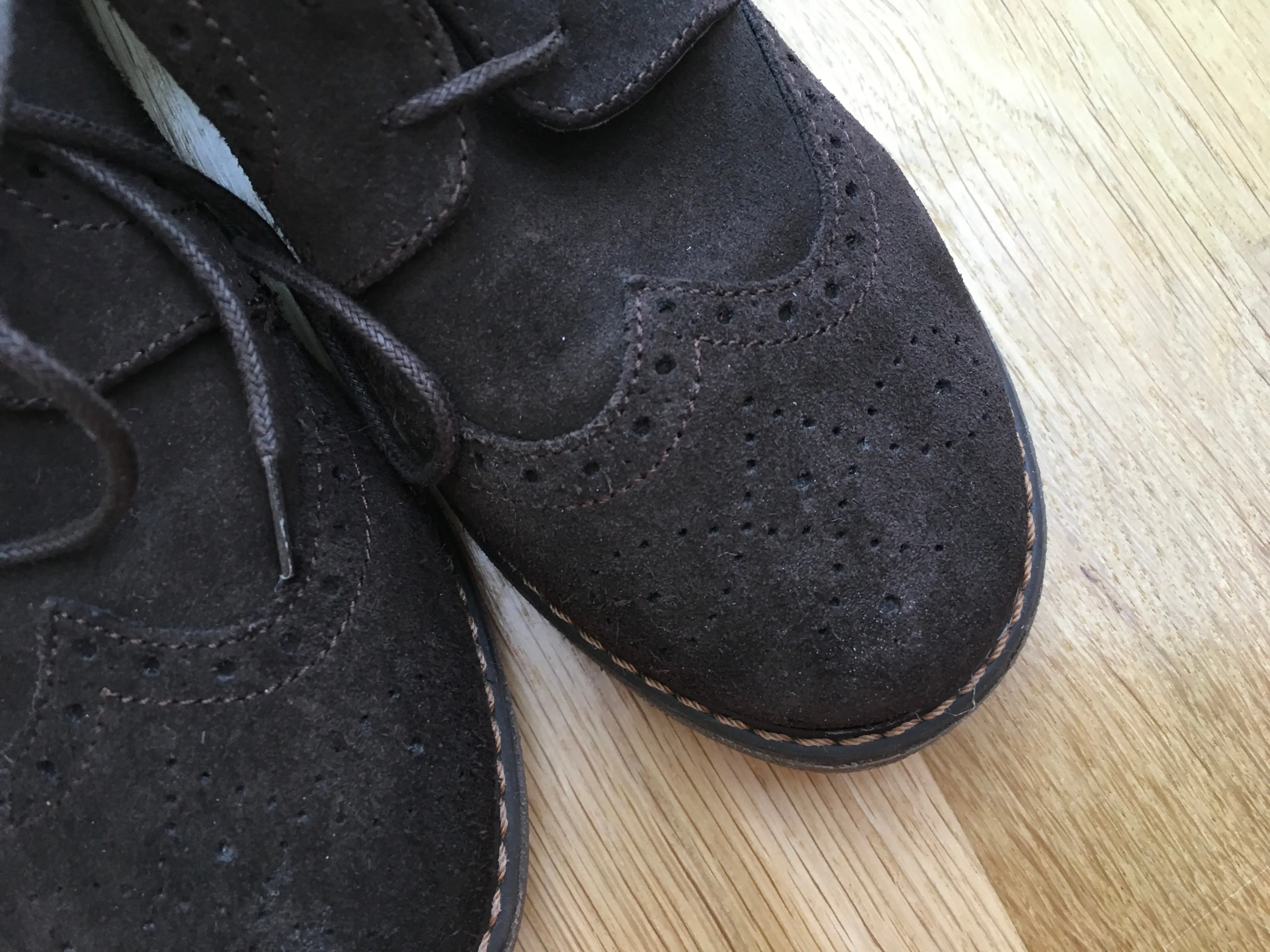Papouelli London Suede Brown School Shoes Size 35 Boys Children