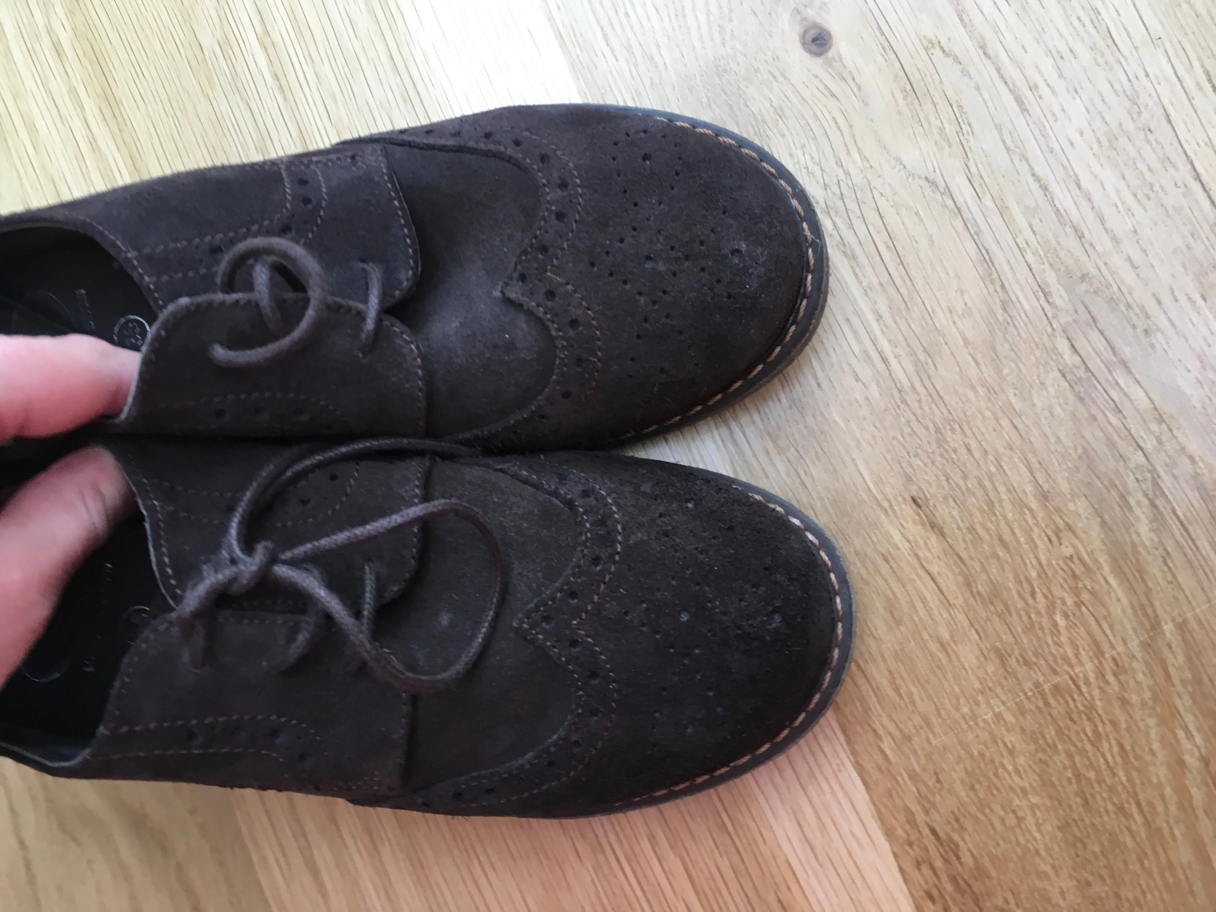 Papouelli London Suede Brown School Shoes Size 35 Boys Children