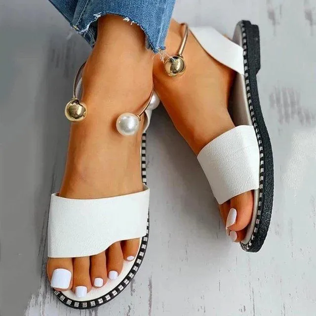 Summer Beaded Pearly Sandals