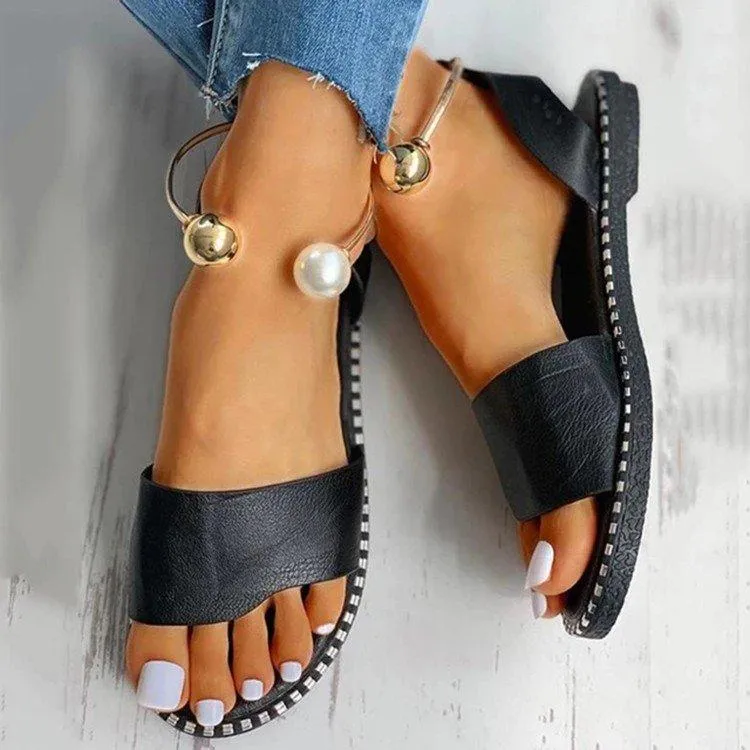 Summer Beaded Pearly Sandals