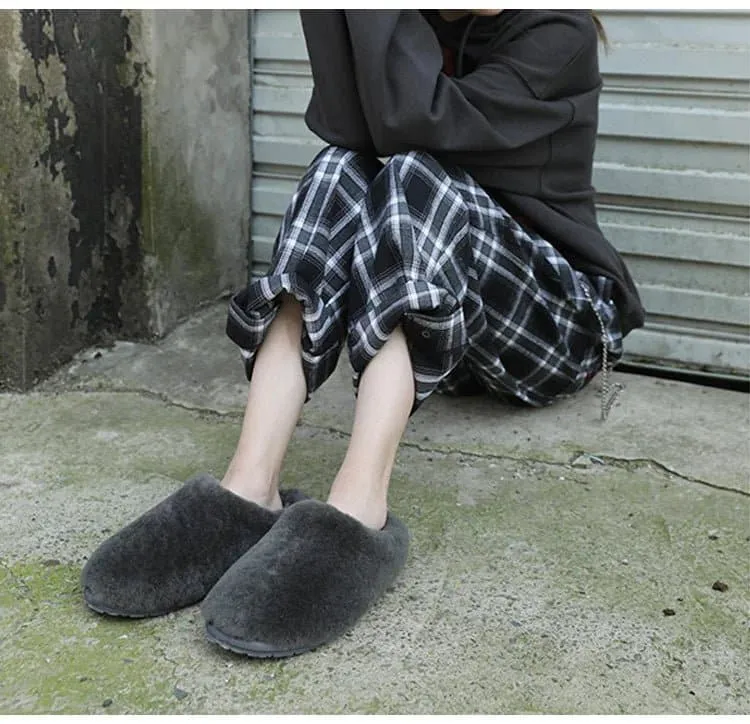 Top Quality Natural Sheepskin Fur Slippers - Genuine Wool Lining & Rubber Outsole