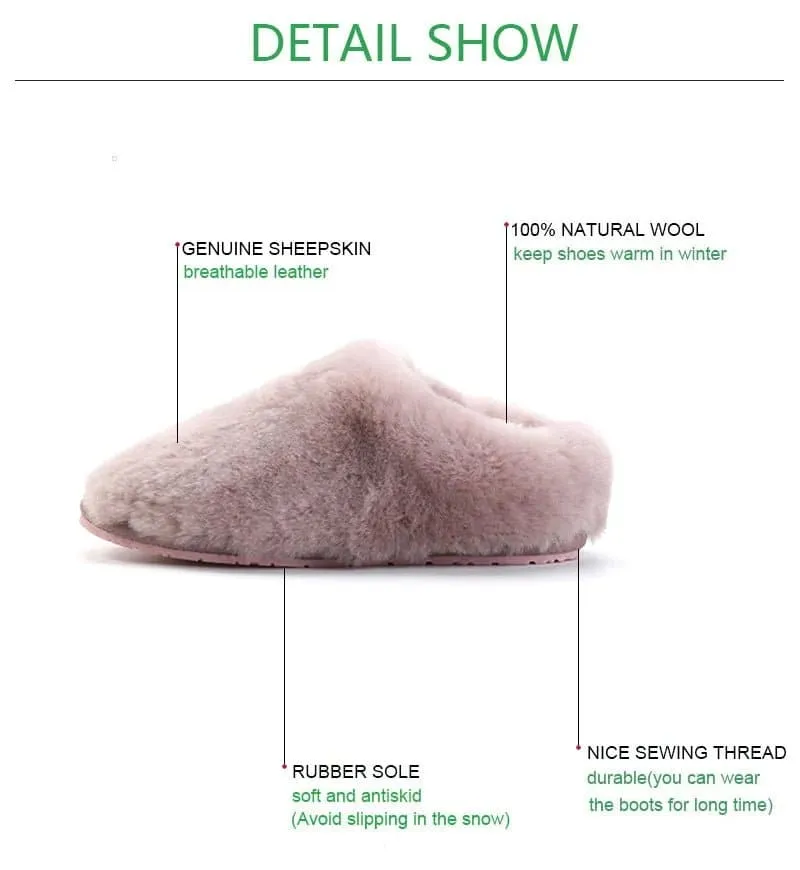Top Quality Natural Sheepskin Fur Slippers - Genuine Wool Lining & Rubber Outsole