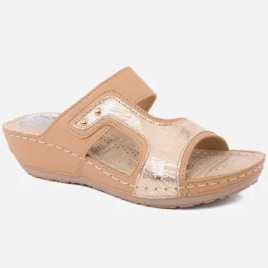 Women"ELINA" Two Starp Comfort Gel Pad Slippers